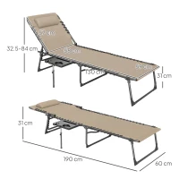 Outsunny Five-Position Reclining Sun Lounger - Beige(m-3)
