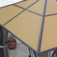 Outsunny 3 x 3.6m Garden Aluminium Gazebo Hardtop Roof Canopy Marquee Party Tent Patio with Mesh Curtains & Side Walls - Grey(m-9)