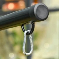 Outsunny Support de fauteuil suspendu, support chaise suspendue base en X boucle à ressort charge 120 kg 114 x 80 x 208 cm noir(m-7)