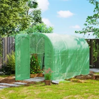 Outsunny 3 x 2 x 2m Polytunnel Greenhouse with Hinged Door, Walk-in Grow House Tent with PE Cover and Galvanised Steel Frame, Green(m-2)