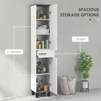 HOMCOM 190cm Slim Bathroom Storage Cabinet - White(m-4)