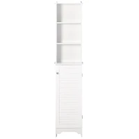 HOMCOM Tall Bathroom Cabinet, Freestanding Slim Bathroom Storage Unit with Adjustable Shelves and Shutter Door, Floor Storage Cupboard with 6 Shelves, 165H x 34W x 20D cm, White(m-11)