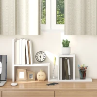 HOMCOM Étagère de bureau modulable, organisateur de bureau multifonctionnel, 2 pièces, MDF, blanc(m-7)