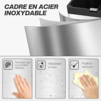 HOMCOM Poubelle rectangulaire à pédale poubelle cuisine 3 compartiments fermeture douce acier inox 45,7 x 35,8 x 76 cm argent(m-8)