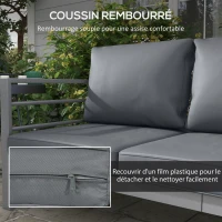 Outsunny Canapé de jardin 3 places avec coussins d'assise et dossier - canapé extérieur en aluminium 185L x 66l x 64H cm(m-5)