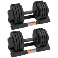 SPORTNOW 2 x 20KG Adjustable Dumbbells Set, 4-in-1 Weights Set with Storage Tray and Non-Slip Handle, Home Gym Fitness Equipment, Black(m-1)
