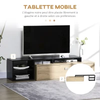 HOMCOM Meuble TV banc TV jusqu'à 65 pouces avec étagère amovible style contemporain porte basculante pour salon chambre(m-5)