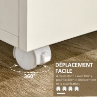 HOMCOM Table de salle à manger pliable, table pliante sur roulettes avec compartiments placard étagère 115 x 73 x 76 cm blanc(m-8)