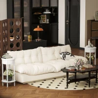 HOMCOM Set 2 Comodini con Cassetto e Ripiano in Legno Stile Contemporaneo, Ø35.5 x 71 cm, Bianco(m-7)