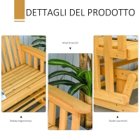 Outsunny Panchina a Dondolo da Giardino e Terrazza per 2 Persone con Braccioli, 124x76x95cm Legno Naturale(m-4)