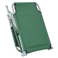 Outsunny Reclining Sun Lounger Chair Folding Camping Bed with 4-Position Adjustable Backrest, for Travel Indoor Outdoor Office Fishing, Green(m-8)
