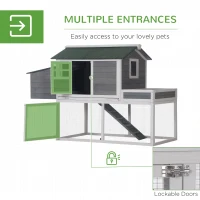 PawHut Chicken Coop with Run Backyard Hen Cage Wooden Chicken House Poultry Coops Cages with Plant Box Nesting Box 160 x 80 x 110cm(m-5)