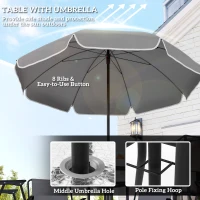 Outsunny 4 Seater Garden Furniture Set, 6 Pieces Garden Table and Chairs with Parasol, Outdoor Garden Dining Set with Folding Chairs and Round Glass Top Table for Patio, Grey(m-4)