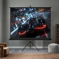 HOMCOM Écran de projection 100 pouces avec support trépied hauteur réglable, écran 4K HD 4:3, films en intérieur/à l'extérieur(m-8)