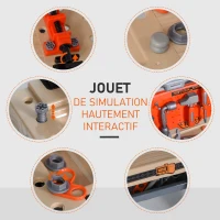 HOMCOM Jeu d'imitation établi et Outils pour Enfant Jeu de Bricolage 64 pièces Orange Noir(m-5)