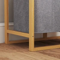 HOMCOM Cesto Portabiancheria con Borsa Estraibile e Ripiani a Doghe in Bambù, 50x32x70 cm, Grigio(m-7)