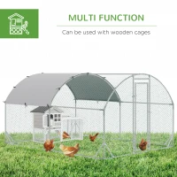 PawHut Walk In Chicken Run Galvanised Chicken Coop Hen Poultry House Cage Pet Playpen Garden with Water-Resist Cover, 2.8 x 3.8 x 2m(m-5)