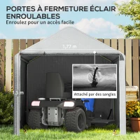 Outsunny Abri de jardin 2 x 2 x 2 m abri vélo extérieur avec cadre en acier galvanisé, imperméable et résistant aux UV - gris(m-5)