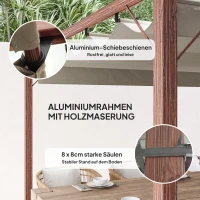 Outsunny 3 x 3 m Tuin-Pergola, Verstelbaar Terrasdak, Aluminium Frame, UPF30+ Zonbescherming, Natuurlijk Hout(m-5)
