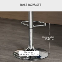 HOMCOM Lot de 2 Tabourets de Bar Design Contemporain Hauteur d'assise réglable 59-81 cm pivotant 360° Lin Gris(m-7)
