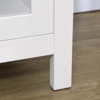HOMCOM Aparador de Cocina Moderno Mueble Buffet Auxiliar con Cajón Estante Ajustable y 2 Puertas de Vidrio 80x40x90 cm Blanco(m-8)