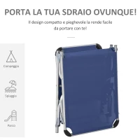 Outsunny Sdraio da Giardino Pieghevole Poggiatesta e Schienale Regolabile Blu(m-5)