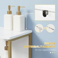 kleankin Mobile Colonna Bagno con Cassetto, Armadietto e Ripiano in Legno e Metallo, 30x30x105cm, Bianco(m-6)