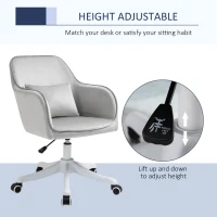 Vinsetto Velvet-Feel Office Chair with Rechargeable Electric Vibration Massage Lumbar Pillow, Wheels, Grey(m-5)