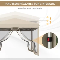 Outsunny Tonnelle Barnum Pliant Pop-up imperméabilisé Style Colonial 3L x 3l x 2,65H m 4 moustiquaires + Sac de Transport(m-6)