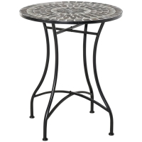 Outsunny Table Bistro Ronde Mosaïque Noir Métal 60cm
