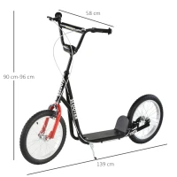 HOMCOM Kick Scooters for Kids with Adjustable Height, Anti-Slip Deck, Dual Brakes, Rubber Tyres, for Boys and Girls Aged 5+ Years Old - Black(m-3)
