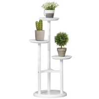 Outsunny 3-Tier Plant Stand, Plant Shelf Rack,  Bamboo Display Stand, 46x46x86cm, White(m-1)