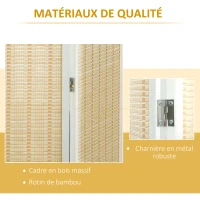 HOMCOM Paravent en bois séparateur de pièce closion de séparation pliable 4 panneaux 180 x 180 cm bois naturel(m-5)