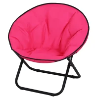 Outsunny Loveuse Fauteuil Rond de Jardin Fauteuil Lune papasan Pliable Grand Confort 80 x 80 x 75 cm Coussin fourni Oxford Rose(m-10)