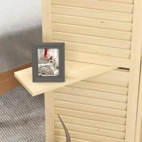 HOMCOM Paravent intérieur 4 panneaux 160L x 170H cm 3 étagères pliables séparateur de pièce portes persiennes naturel(m-8)