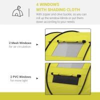 Outsunny 4 Person Pop-up Camping Tent Family Tent with Ground Sheet, 4 Windows and Portable Carry Bag for Beach Outdoor Trip, Yellow(m-6)