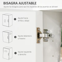 HOMCOM Mueble Auxiliar de Cocina Aparador Alacena con 1 Cajón 4 Puertas y Estantes Interiores Ajustables para Comedor Salón Antivuelco 74,3x39,4x183 cm Blanco(m-8)