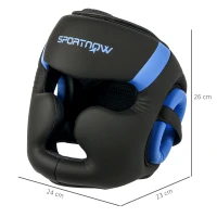 SPORTNOW Boxing Headguard w/ Adjustable Strap for Sparring, Kickboxing, MMA, Blue/Black(m-3)