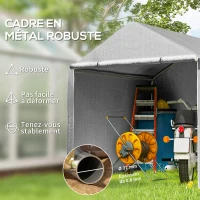 Outsunny Abri de jardin 2 x 2 x 2 m abri vélo extérieur avec cadre en acier galvanisé, imperméable et résistant aux UV - gris(m-4)