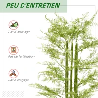 HOMCOM Plante artificielle hauteur 155 cm bambou artificiel avec 28 feuilles grand réalisme en plastique pot inclus(m-6)
