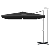 Outsunny 3m Cantilever Parasol, with Four-Position Canopy - Grey(m-3)