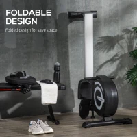 HOMCOM Folding Rowing Machine, Magnetic Rower Machine with 8 Levels Quiet Resistance, LCD Monitor, Wheels, Aluminium Slide Rail, Vertical Storage, 102kg Weight Capacity for Home Gym Cardio Training(m-7)