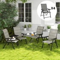 Outsunny Set of Four Folding Outdoor Chairs - Black/Grey(m-9)