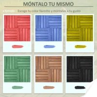 Outsunny Set de 27 Baldosas de Madera 30x30 cm con Área de 2,43 m² Losetas Sistema de Clic para Balcón Terraza Jardín Marrón Oscuro(m-6)