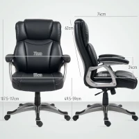 HOMCOM 49.5-59cm Faux Leather Office Chair - Black(m-3)
