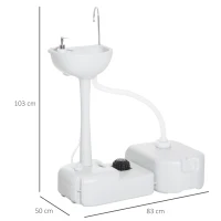 Outsunny Portable Camping Sink with Running Water and Wastewater Tank, Hand Wash Basin with Rolling Wheels, Foot Pump, Soap Dispenser for Outdoor Events, Gatherings, Picnic(m-3)