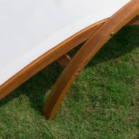 Outsunny Sdraio da Giardino Ergonomica con Poggiatesta Imbottito Legno Tessuto 161 x 72 x 68 cm Crema(m-7)
