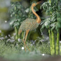 Outsunny Statue jardin exterieur, sculpture de héron en métal, décoration de jardin exterieur 90 cm, multicolore(m-7)