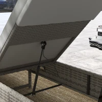 Outsunny Outdoor PE Rattan Sun Lounger, Multi-position Backrest Adjustable Single Recliner Sunbed Daybed with Removeable & Washable Cushion, for Patio, Garden, Light Grey(m-7)