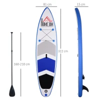 HOMCOM Tavola Gonfiabile SUP Stand Up Paddle con Pagaia Regolabile, Tavola Surf con Accessori 322x81x15cm(m-3)